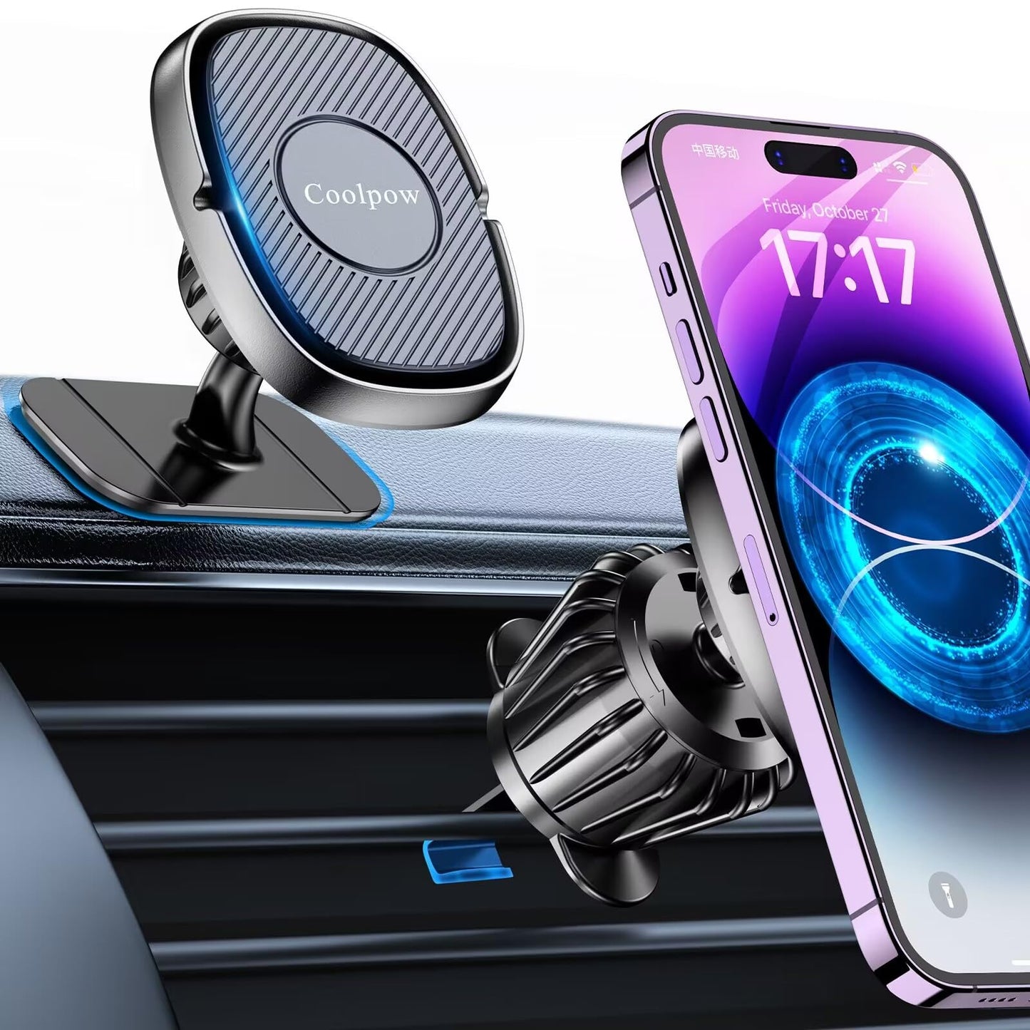 SuperGrip Magnetic Car Phone Mount — Dashboard & Vent Compatible